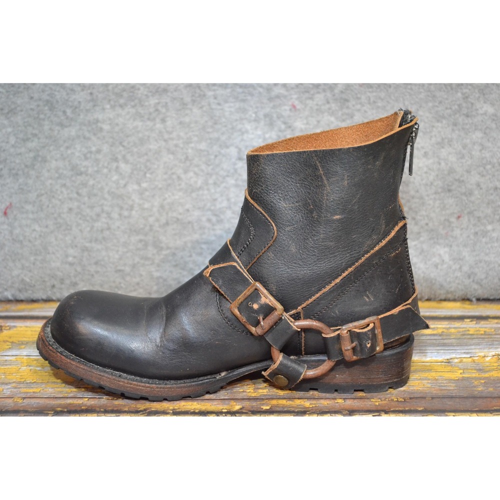 Freebird Hatchet Boots Womens Size 7 Black Leather Harness Ankle Biker By Steven - Picture 9 of 16